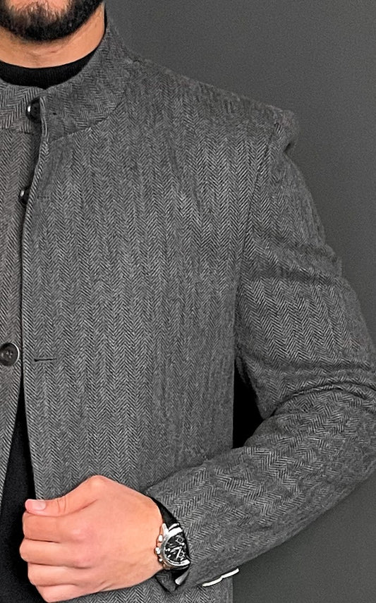 بالطو تويد رمادي