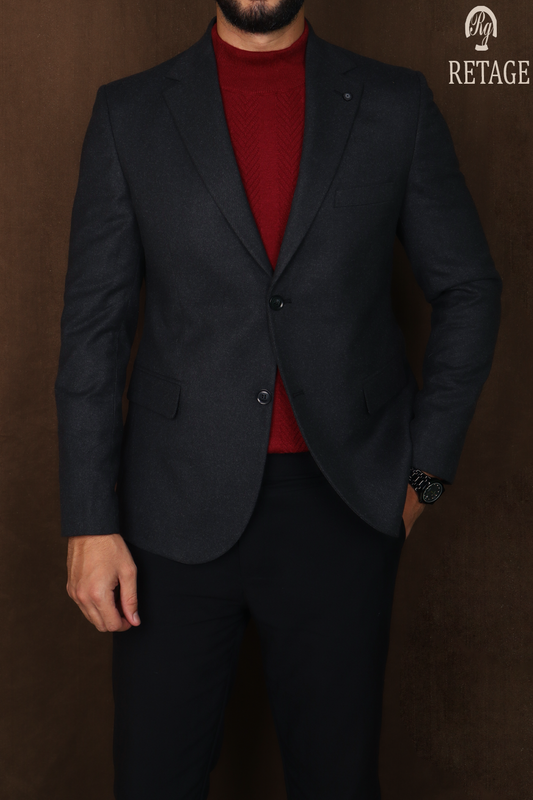 wool blazer-Dark gray