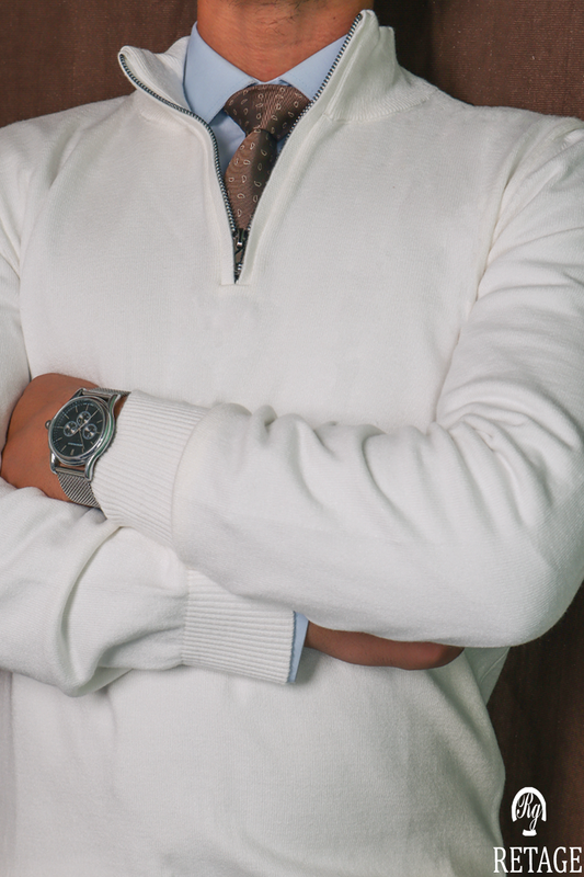 بلوفر صوف- ابيض