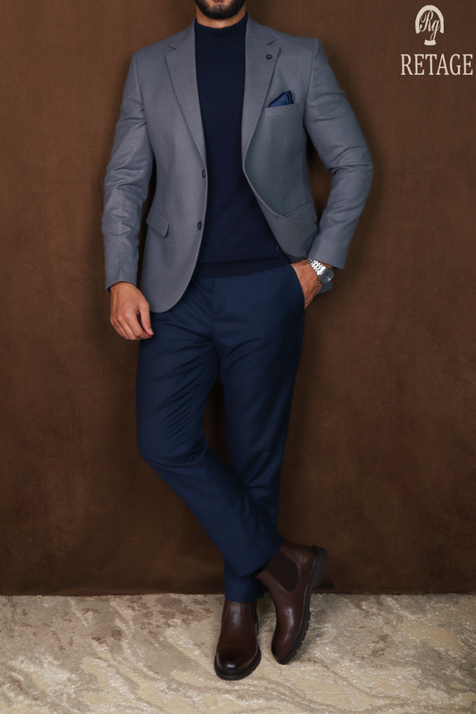 wool blazer-white gray