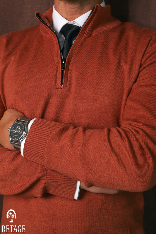 wool pullover-Orange