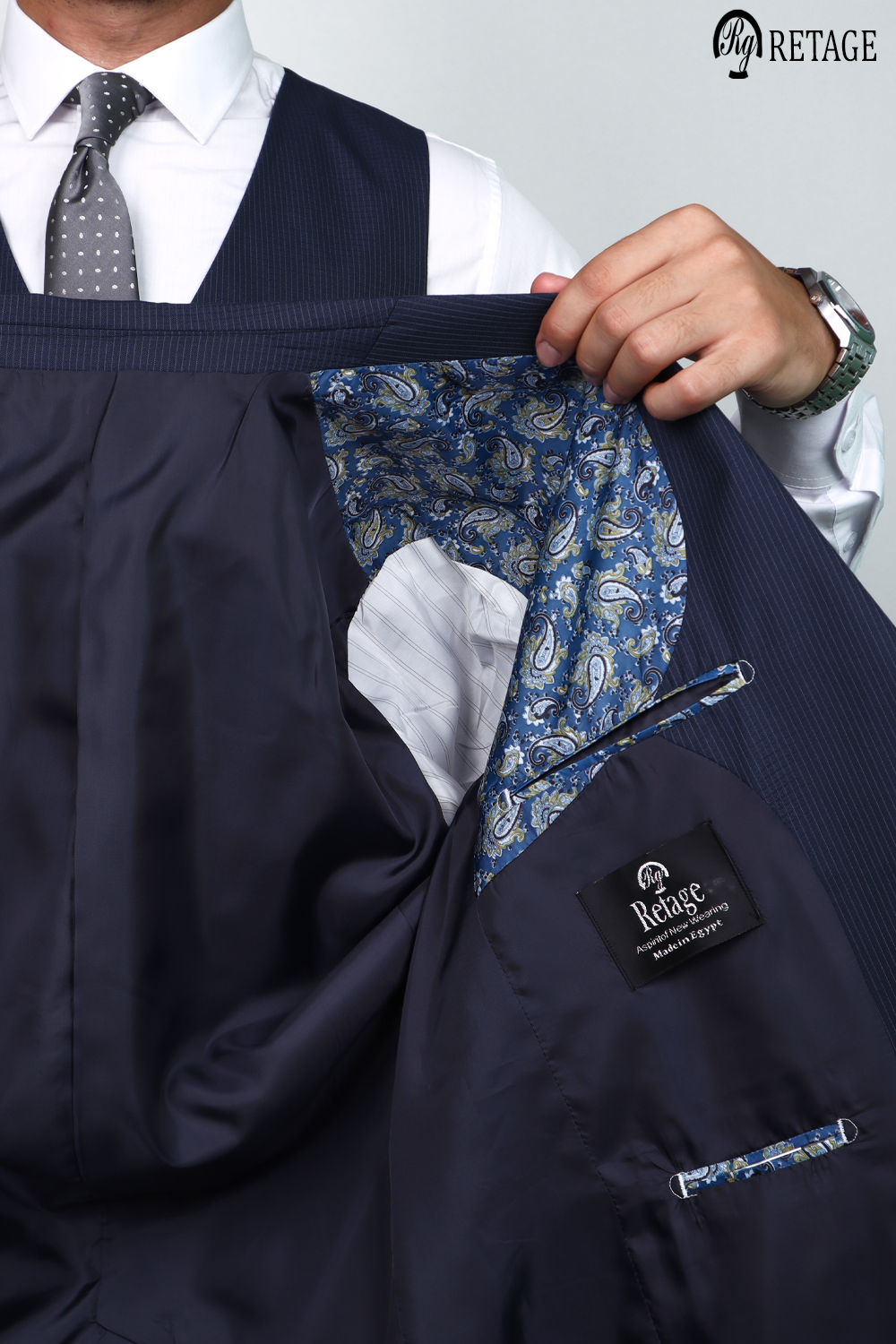Retage 3 PICS Suit Navy Striped