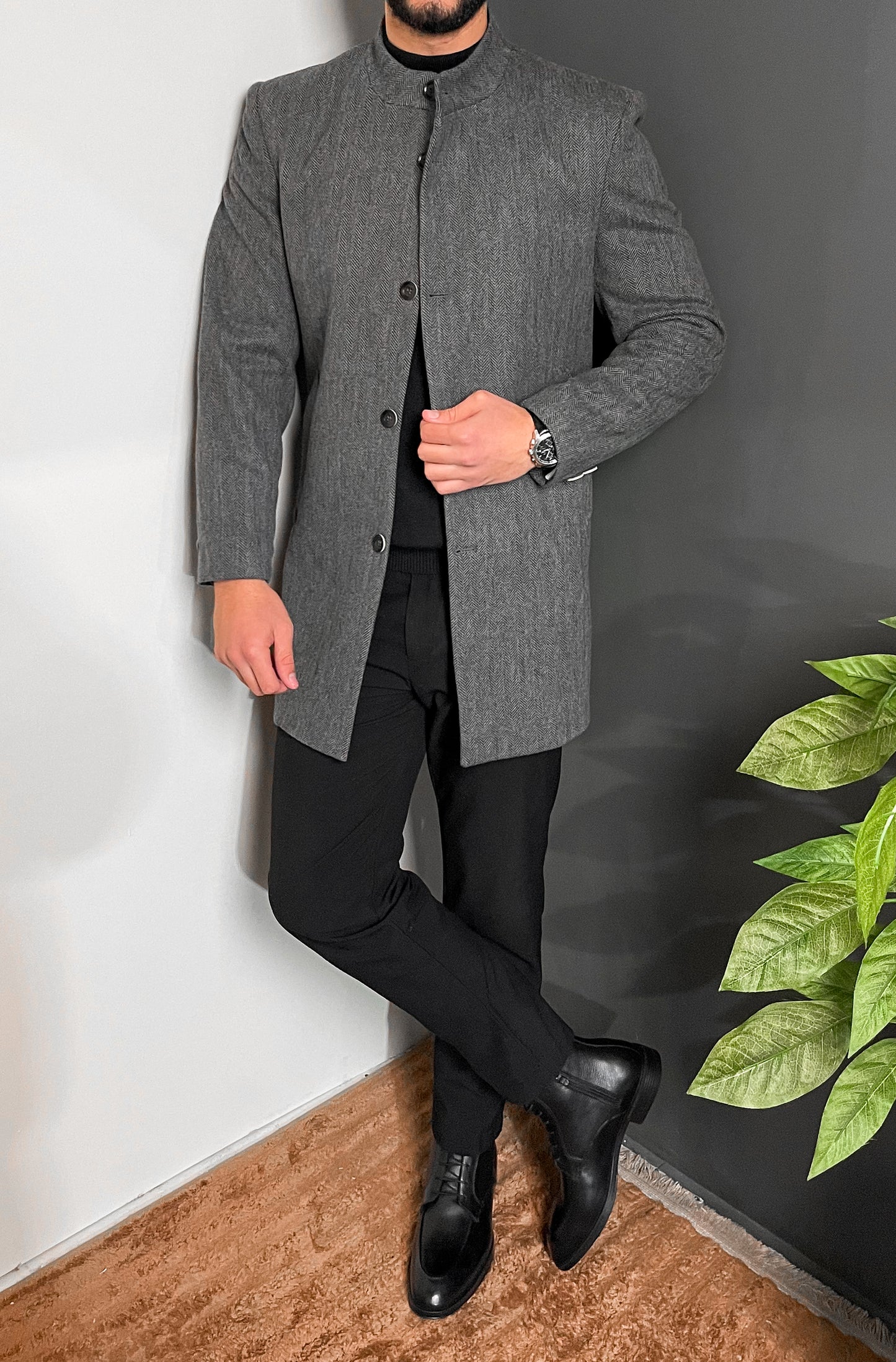 بالطو تويد رمادي