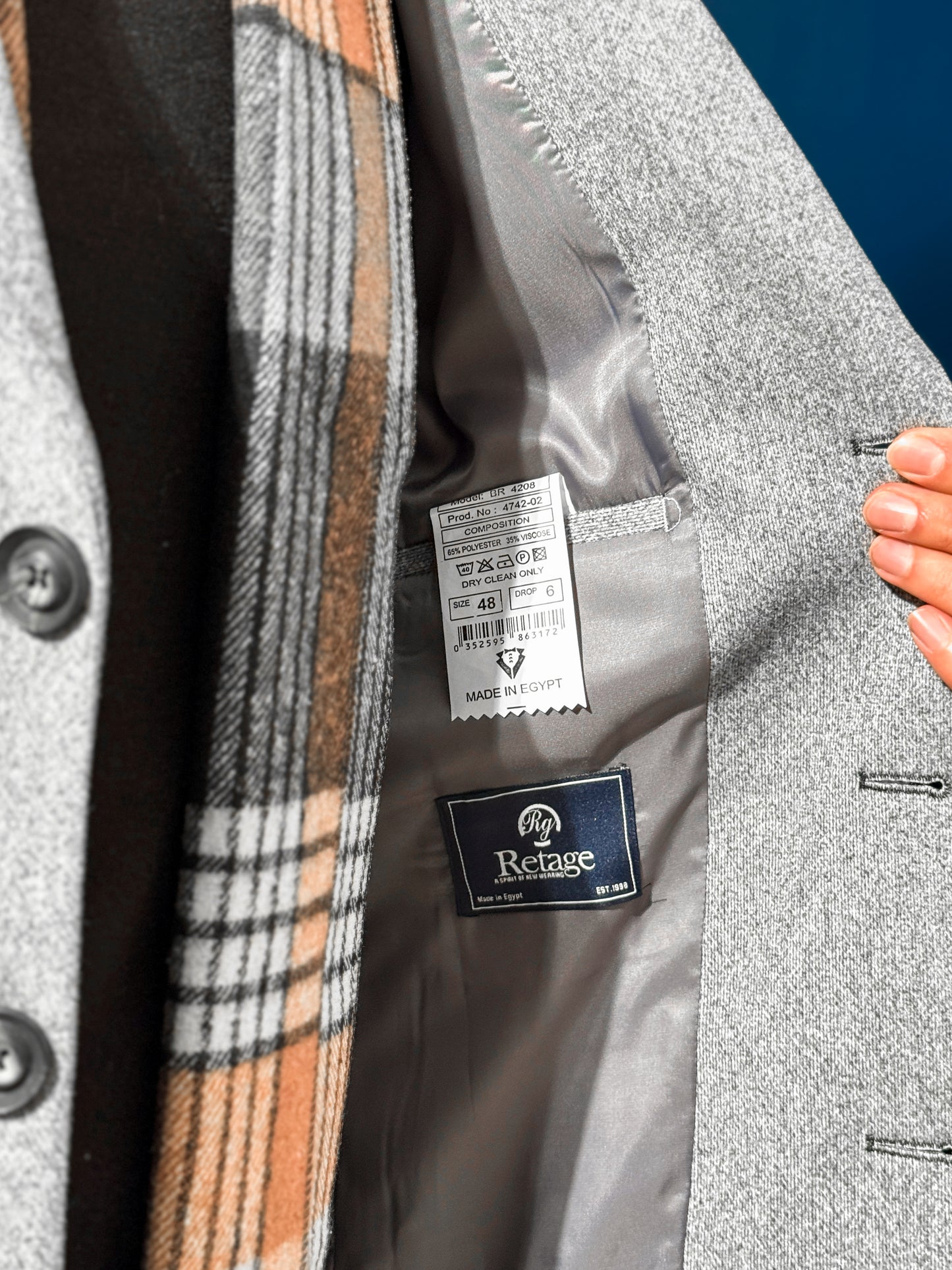 Wool Half Coat - White Gray