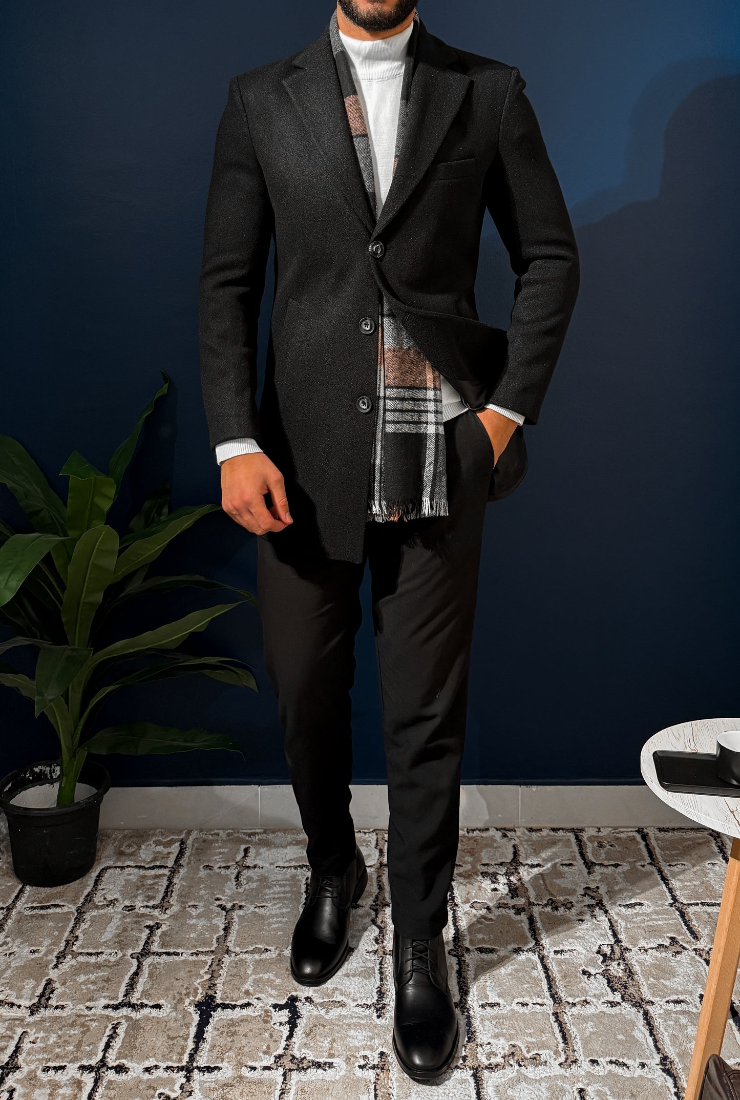 Wool Half Coat - Black