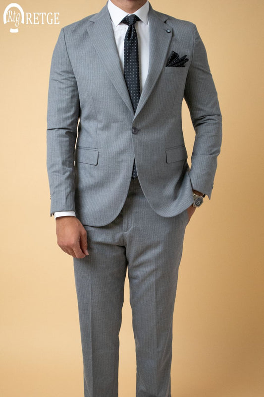 Striped Suit- Light Gray