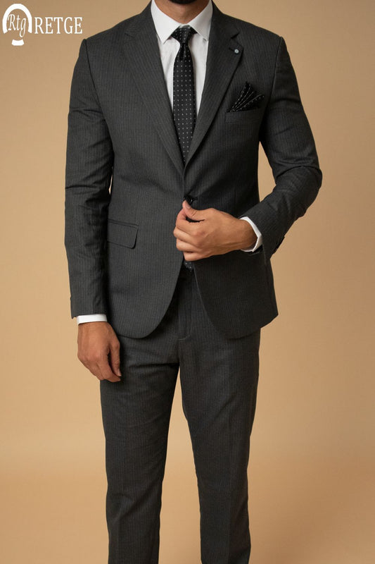 Striped Suit- Dark Gray