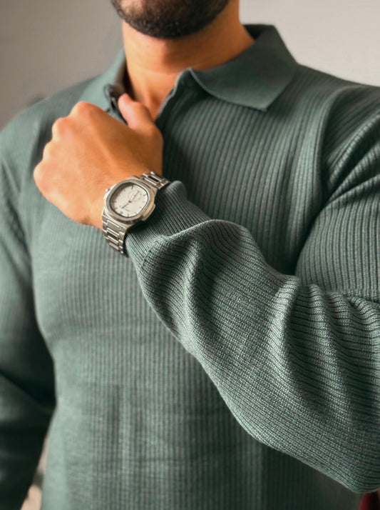 Half-zip autumn pullover - mint green
