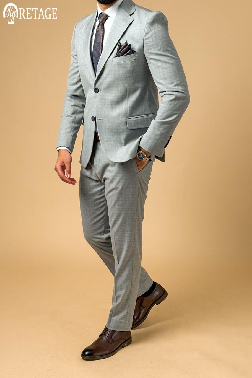 Plaid Suit - White Grey