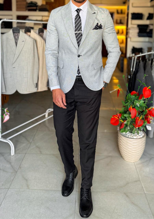 Linen Blazer - Gray