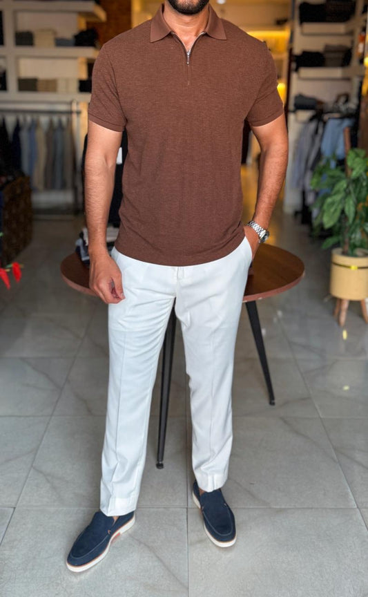 Jacquard T-shirt - Brown
