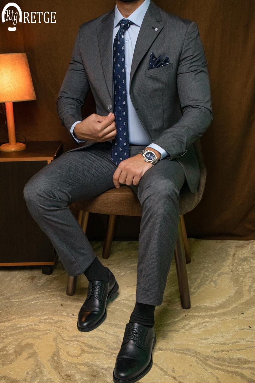 Striped Suit- Gray