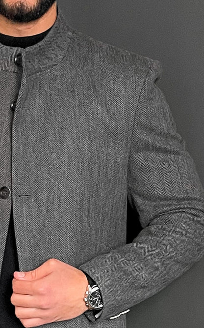 بالطو تويد رمادي