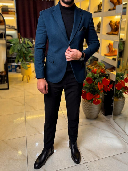 Petrol Tweed Wool Blazer