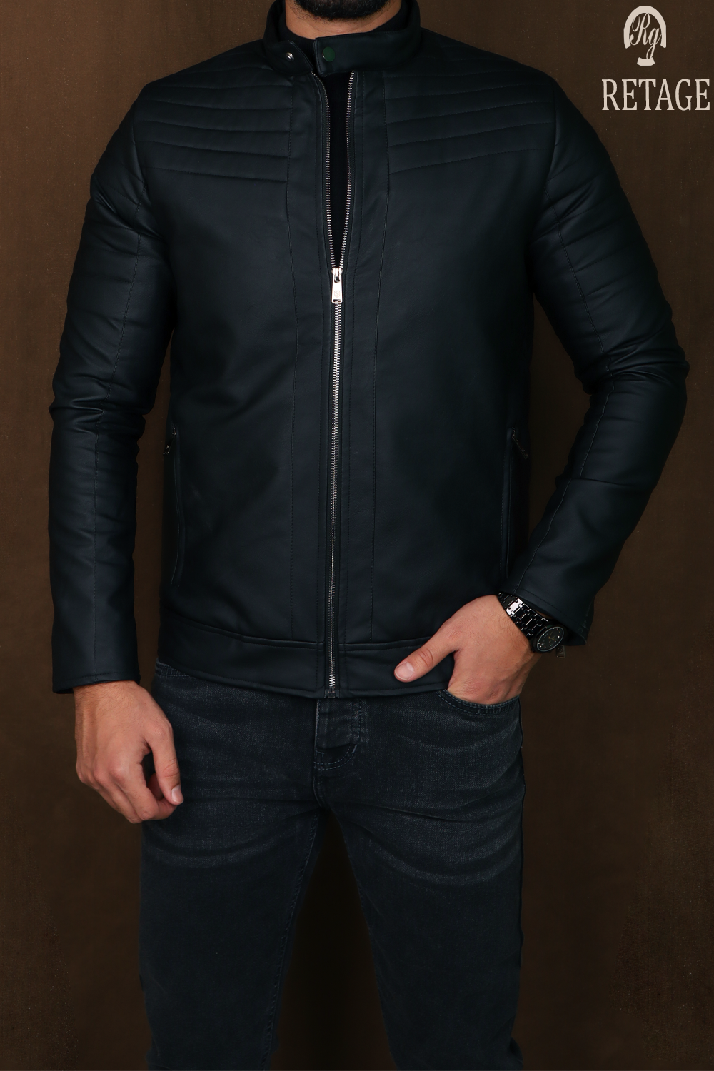 leather jacket-Black