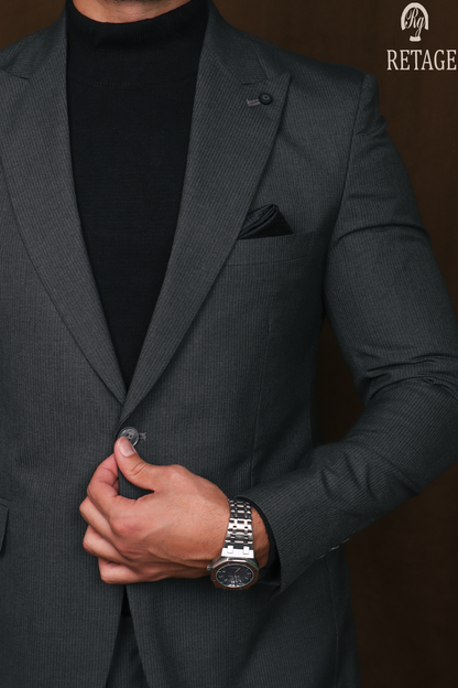 Striped Suit -Medium Gray