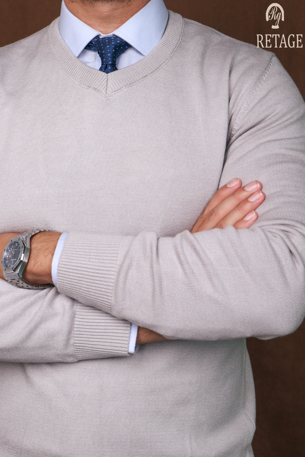 wool pullover V-Gray