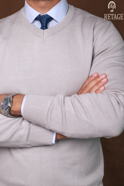 wool pullover V-Gray