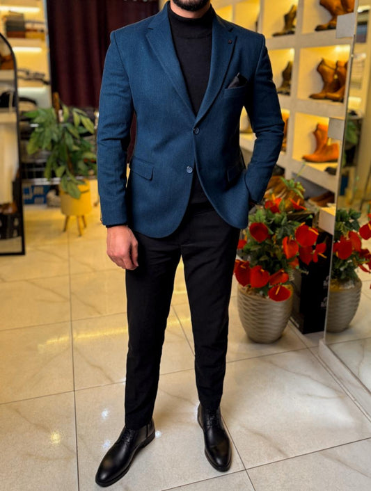 Petrol Tweed Wool Blazer