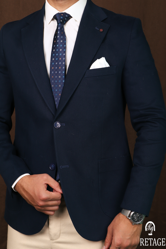 Gabardine Blazer-navy blue