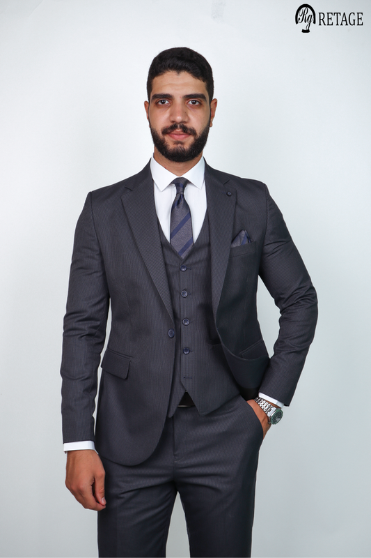 Retage 3 PICS Suit Dark-Gray Striped