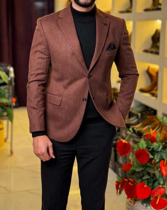 Brick red Tweed Wool Blazer