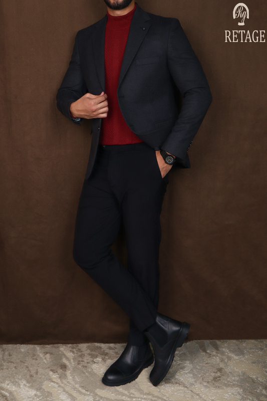 wool blazer-Dark gray