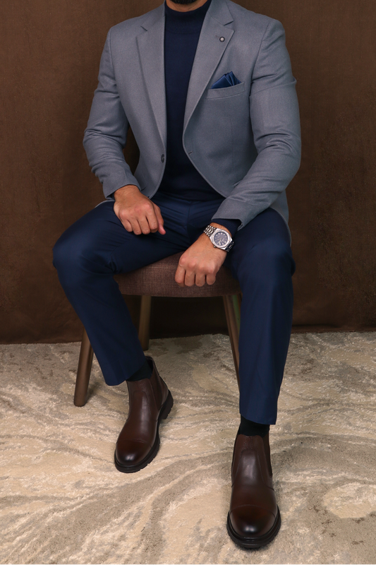 wool blazer-white gray