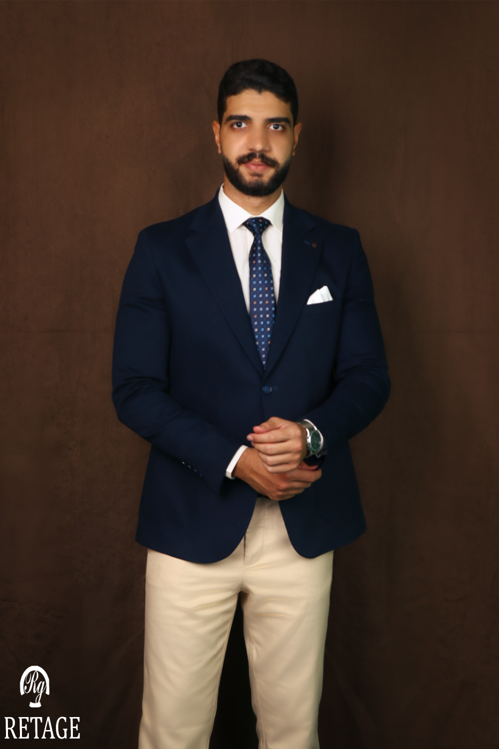 Gabardine Blazer-navy blue