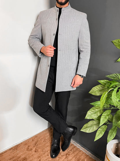 معطف تريد أبيض رمادي