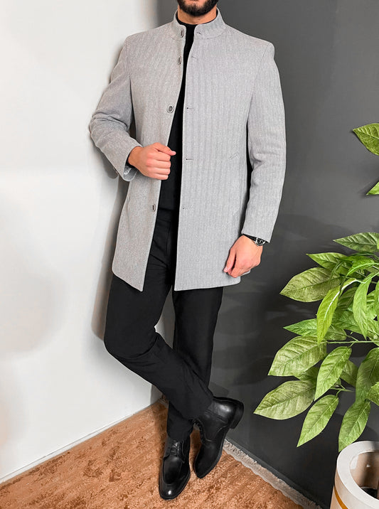 معطف تريد أبيض رمادي