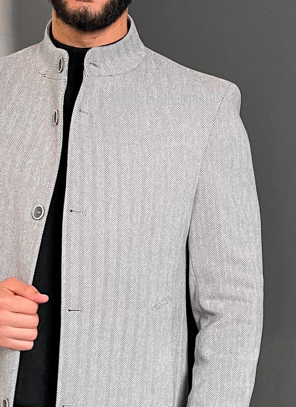 معطف تريد أبيض رمادي