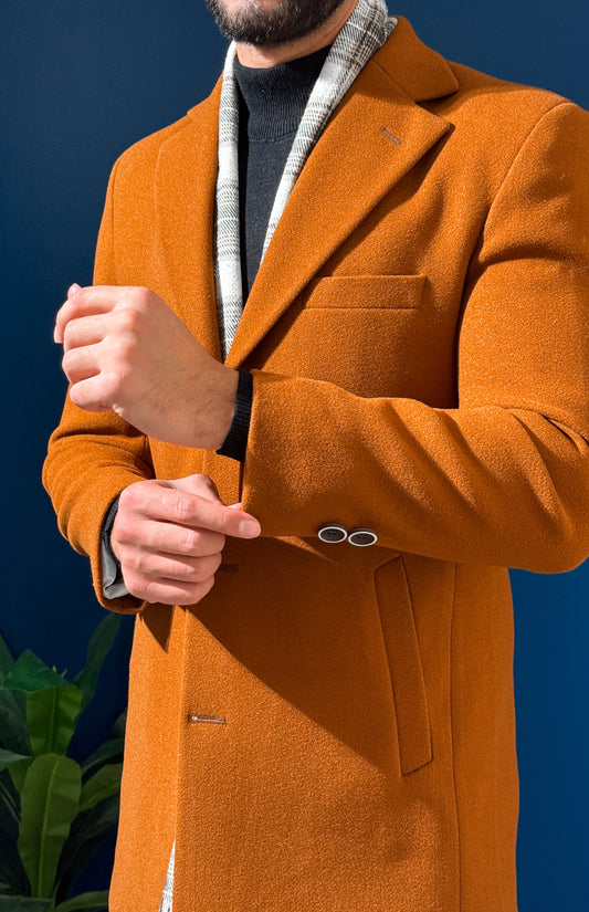 Wool Half Coat -Dark  Havan