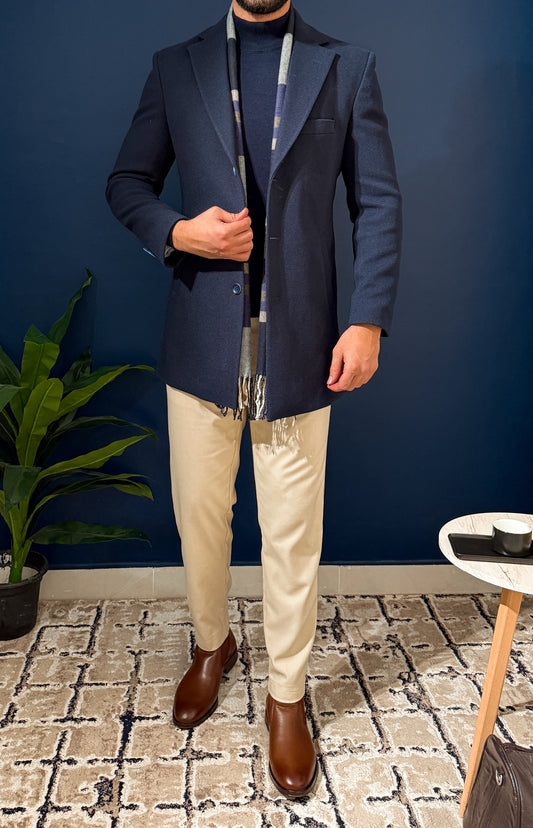 Wool Half Coat - Navy