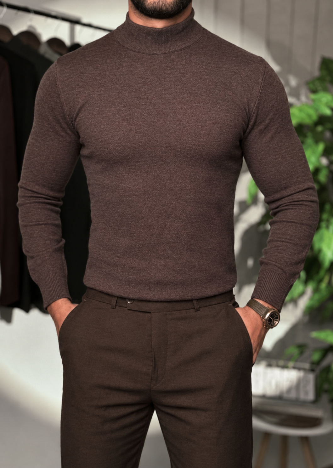 Half coll - Dark brown