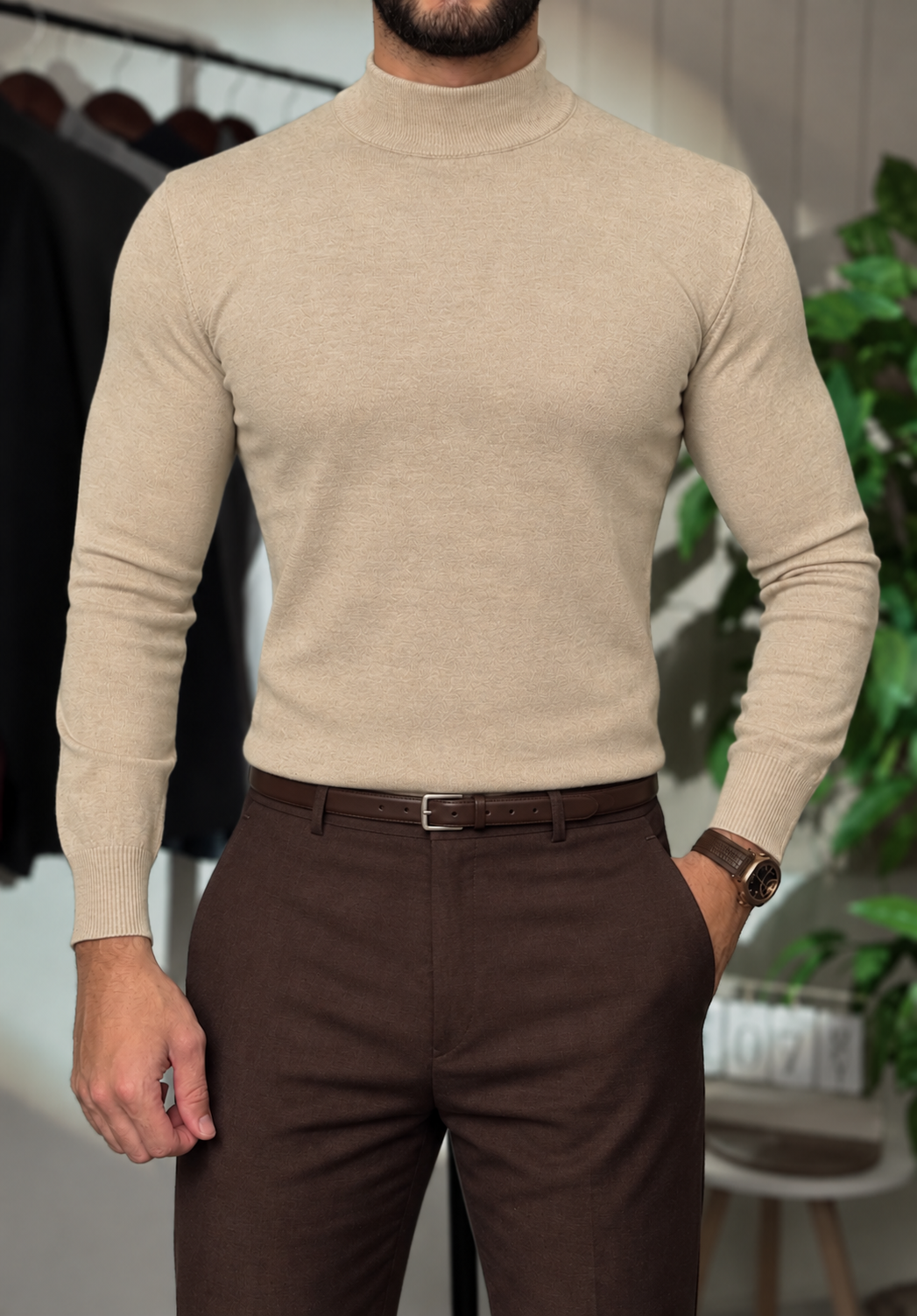 Half coll - Beige