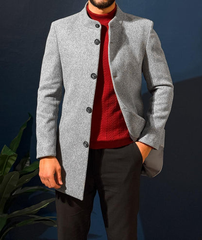 Short Half Neck Coat - Gray