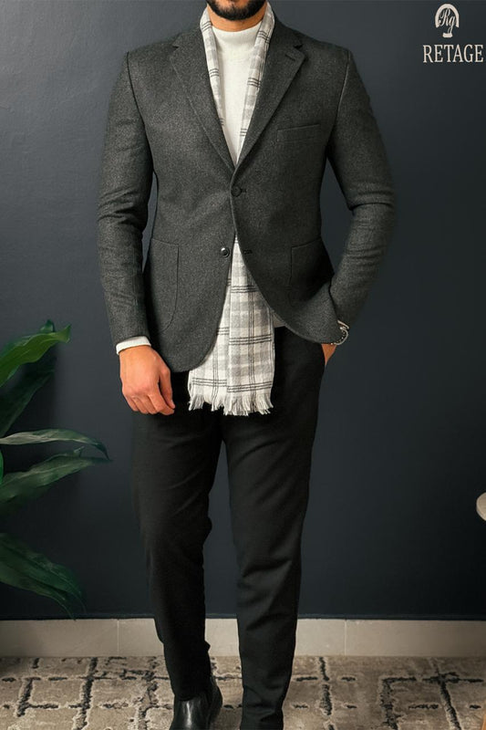 Dark Grey Tweed Blazer