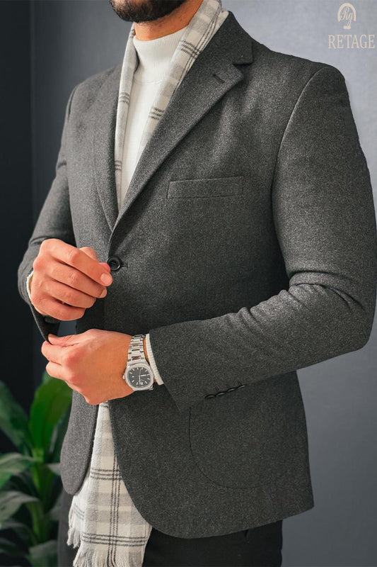 Dark Grey Tweed Blazer