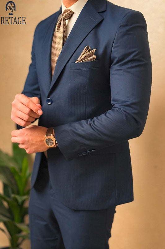 striped suit - Dark Navy
