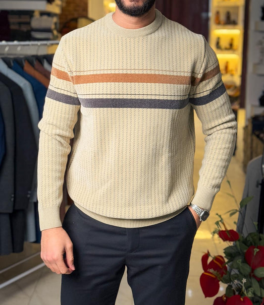 Classic Round Neck Pullover - Beige