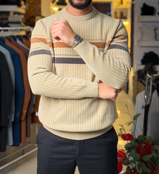 Classic Round Neck Pullover - Beige