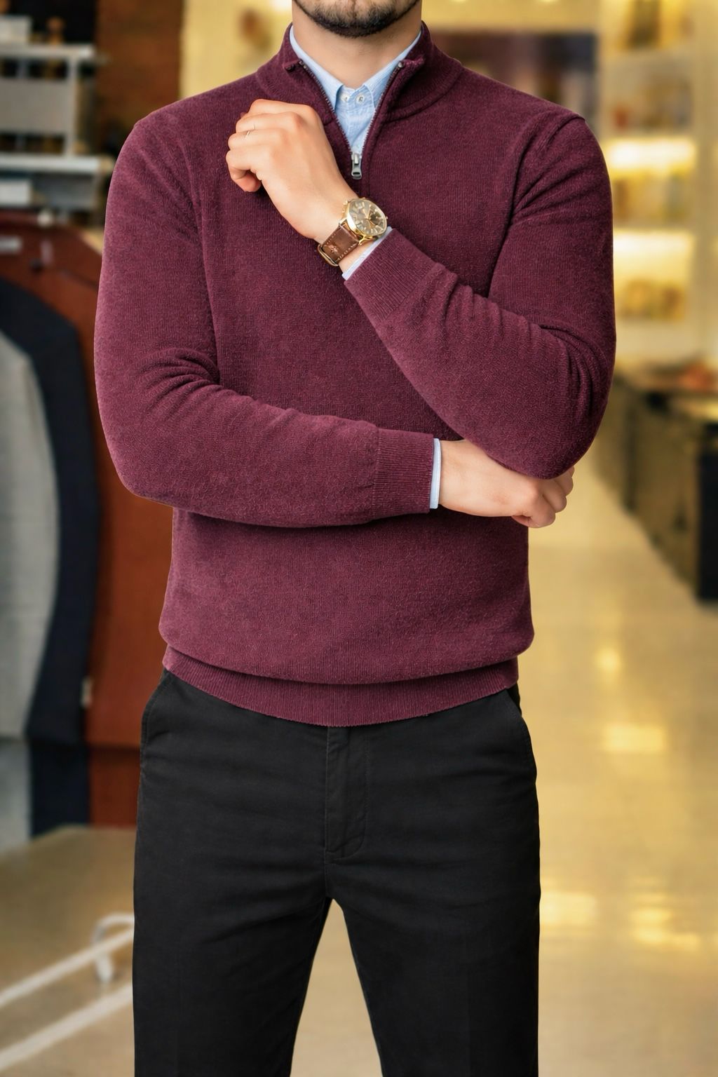 Velvet Pullover - Burgundy