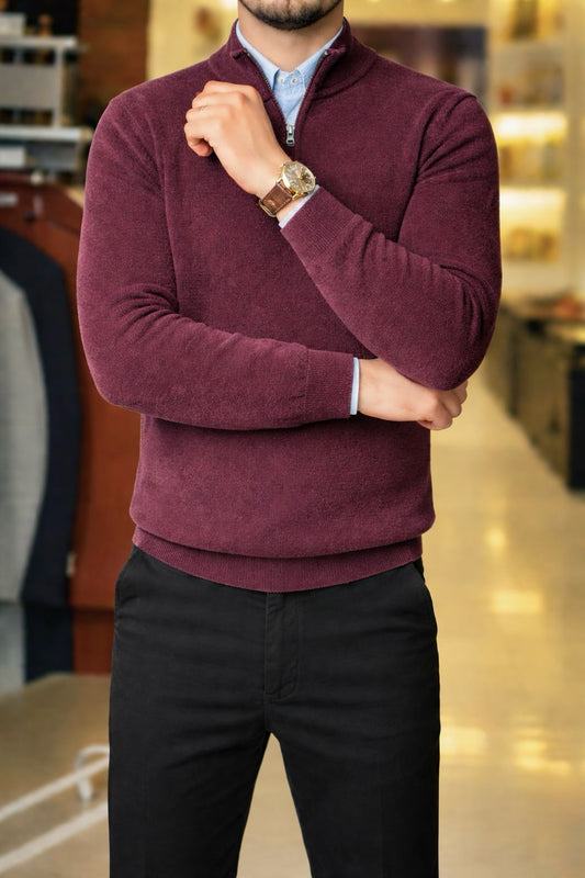 Velvet Pullover - Burgundy