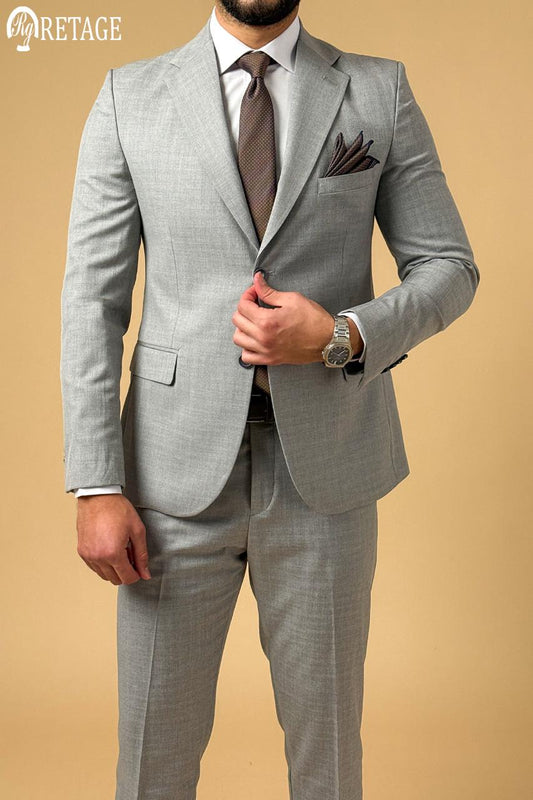 Plaid Suit - White Grey
