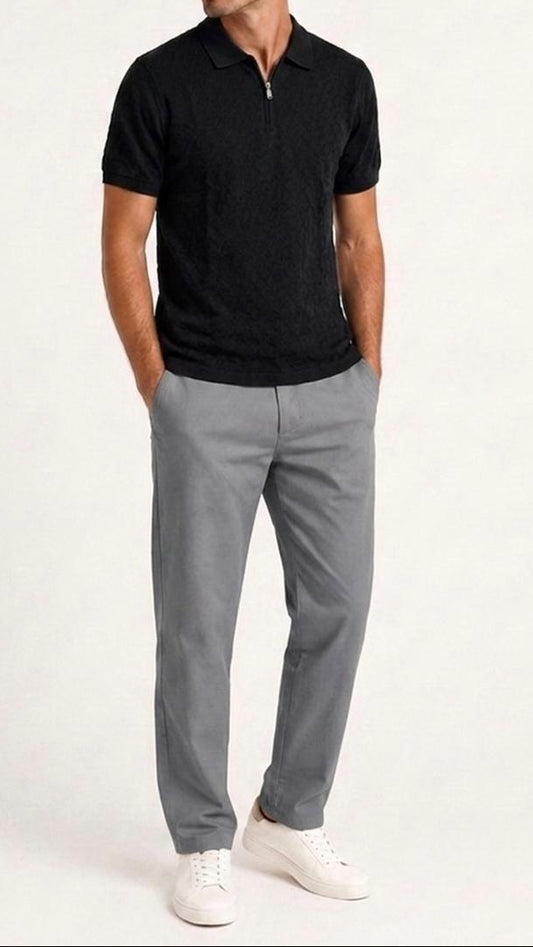 Half-Zip T- shirt Black