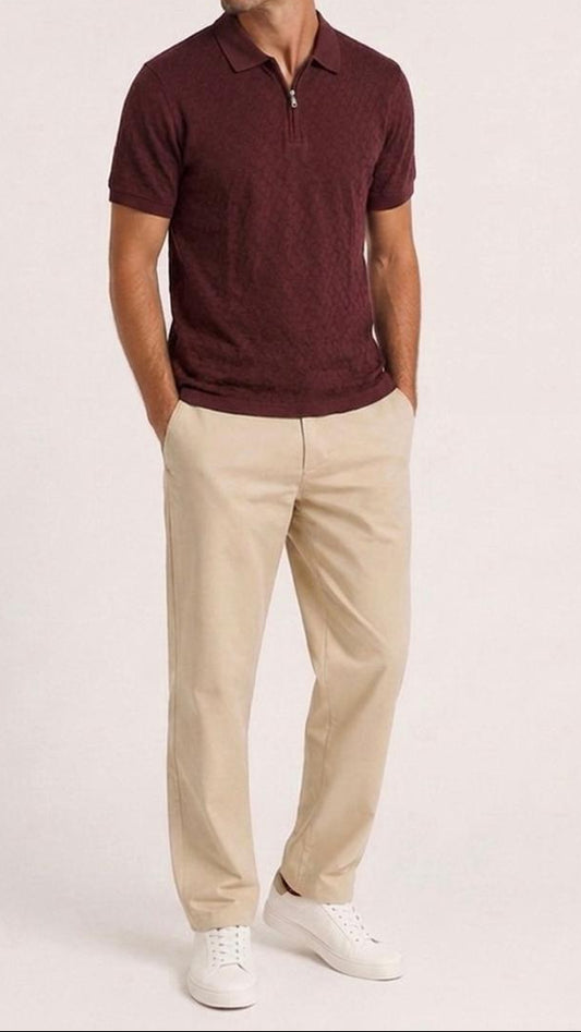 Half-Zip T- shirt burgundy