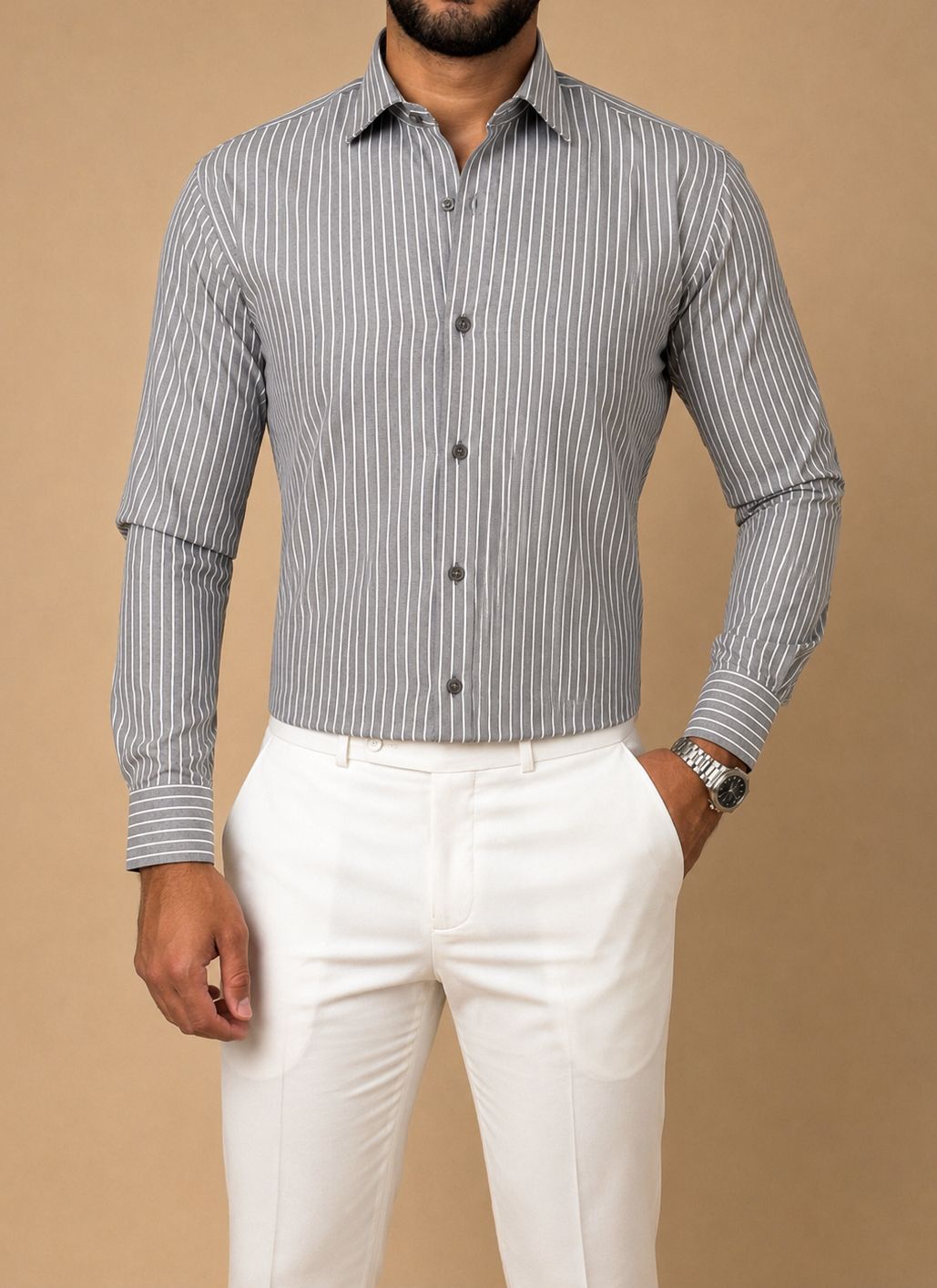 Striped shirt -Grey
