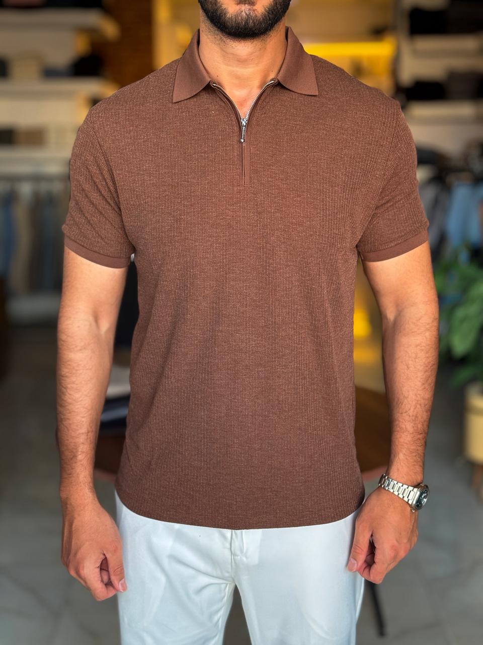 Jacquard T-shirt - Brown