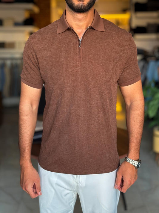 Jacquard T-shirt - Brown